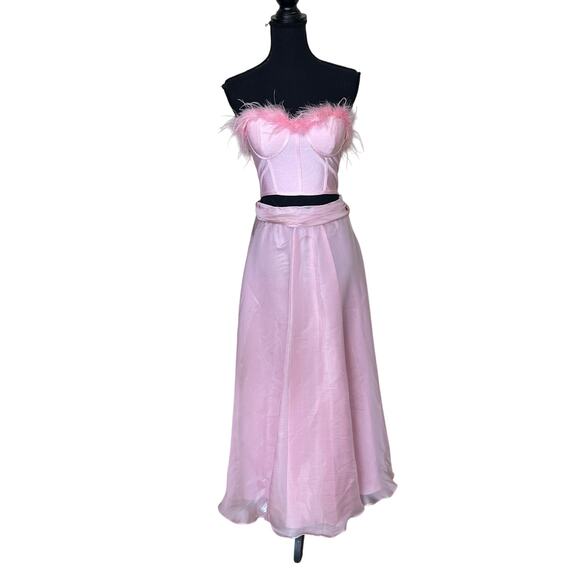 Iridescent Pink Full Maxi Ball Gown Skirt SIZE 10 Formal Full Satin Vintage USA - Picture 1 of 6